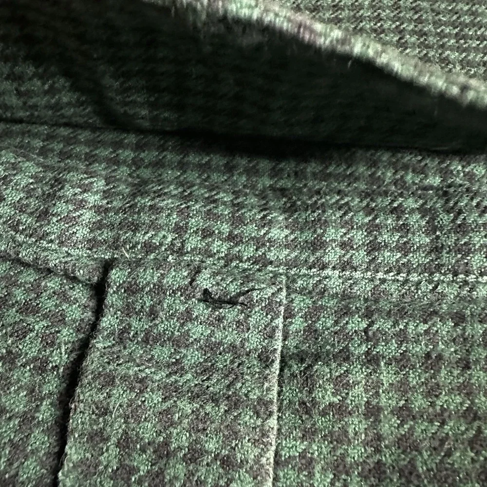 Vintage Polo Ralph Lauren Sierra Shirt Mens Large Green Herringbone Heavy Cotton